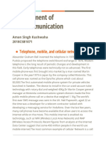 Development of Telecommunication: Telephone, Mobile, and Cellular Network