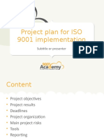 Project Plan For ISO 9001 Implementation: Subtitle or Presenter