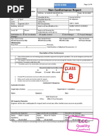 Class: Non Conformance Report