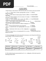 Name: - Year and Section: - Date: - Activity Sheet Carbohydrates