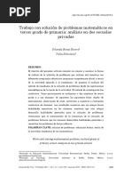 Trabajo Con Solución de Problemas Matemáticos en Tercer Grado de Primaria: Análisis en Dos Escuelas Privadas - Yulia Solovieva