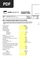 Calculations Summary Sheet: Belt Conveyor Drive Sizing Calculations