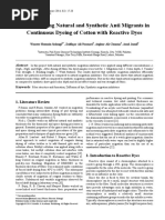 Effect of Using Natural and Synthetic Anti Migrants in Continuous Dyeing of Cotton With Reactive Dyes