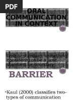 Oral Communication in Context