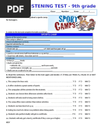 Listening Test Sports Camps A2b1 Information Gap Activities Tests - 101269