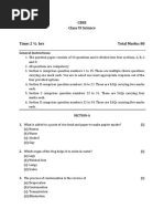 Cbse Class VI Science: General Instructions