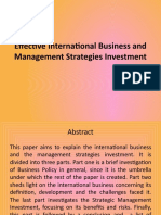 Effective International Business and Management Strategies Investment