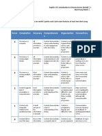 Short Essay Rubric: Score Completion Accuracy Comprehensio N Organization Conventions