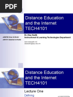 Distance Education and The Internet TECH4101: Dr. Alaa Sadik Instructional & Learning Technologies Department