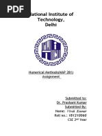 National Institute of Technology, Delhi: Numerical Methods (MAP 281) Assignment