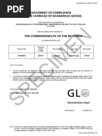 Specimen: Document of Compliance For The Carriage of Dangerous Goods