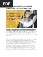 7 Pasos para Comunicar Tu Invento