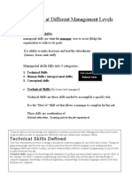 Skills Needed at Different Management Levels