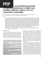 Applications of Ultraviolet Germicidal Irradiation Disinfection in Health Care Facilities: Effective Adjunct, But Not Stand-Alone Technology