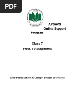 Apsacs Online Support Program: Army Public Schools & Colleges System Secretariat