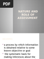 NATURE AND ROLE OF ASSESSMENT of LEARNING