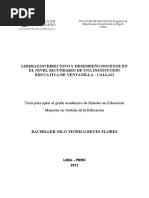 Liderazgo Directivo y Desempeño Docente en El Nivel Secundarioventanilla Callao