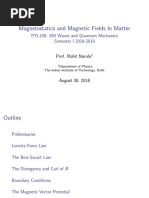 Magnetostatics and Magnetic Fields in Matter: PYL100: EM Waves and Quantum Mechanics Semester I 2018-2019