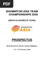 Badminton Asia Team Championships 2020: Prospectus