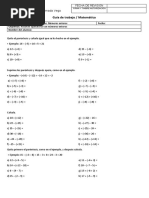 Gui de Grabajo 8vo Básico Numeros Enteros