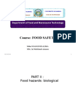 Course: Food Safety: Department of Food and Bioresource Technology