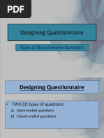 Designing Questionnaire: Types of Questionnaire Questions