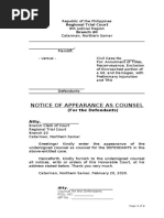 Written Entry of Appearance by Counsel For The Defendants (Civil Case)