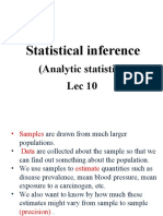 Statistical Inference: (Analytic Statistics) Lec 10