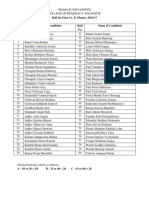 Roll List First Yr. B. Pharm. 2016-17