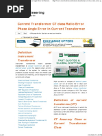 Current Transformer CT Class Ratio Error Phase Angle Error in Current Transformer - Electrical Engineering