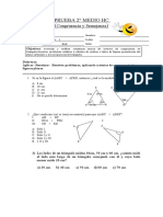 Prueba de Matematica CONGRUENCIA y Semejanza 2 MEDIODef 2017