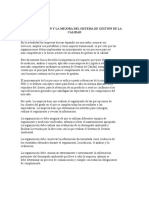 La Evaluación Y La Mejora Del Sistema de Gestión de La Calidad