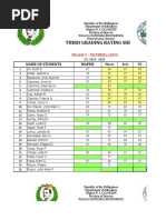 Third Grading Rating Sheet: Name of Students Mapeh