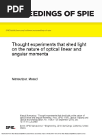 Proceedings of Spie: Thought Experiments That Shed Light On The Nature of Optical Linear and Angular Momenta