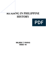 Reading in Philippine History: Milben T. Paras Beed 1B