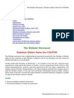 The Khilafat Movement - Pakistan Affairs Notes For CSS - PMS