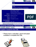 Pharmacy Calculations: Curriculum: Pharmacy Target Audience: Pharmacists and Pharmacy Technicians