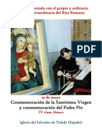 23 de Mayo. Conmemoración en Sábado de La Virgen María y Del Padre Pío. Propio y Ordinario de La Santa Misa