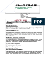 M.Hassaan Khalid: Analysis On Skimming and Penetrating Pricing Strategy