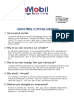 Online Email Interview Questions.: 1. Tell Me About Yourself