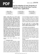 Preparation and Investigation of Some Properties of Acrylic Resin Reinforced With Siwak Fiber Used For Denture Base Applications