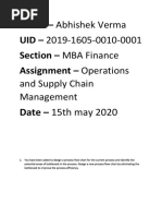 Name - Abhishek Verma UID - 2019-1605-0010-0001 Section - MBA Finance Assignment - Operations