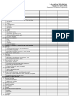 Laboratory /workshop Inspection Checklist: Department of Chemical Engineering