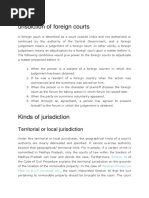 Urisdiction of Foreign Courts: Territorial or Local Jurisdiction