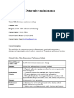 Course Title: Determine Maintenance Strategy