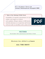 NKT's Mathegic Mock For 35th Indian National Mathematical Olympiad 2020