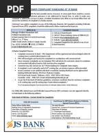 Customer Complaint Handling at Js Bank: Write To Us Complaint Channels Manager Problem Resolution Unit