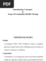 Introduction, Concepts, Scope of Community Health Nursing