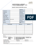 Test Request Form For Masonry Blocks: Building Materials Laboratory Municipality & Planning Department - Ajman