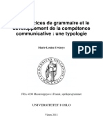 Les Exercices de Grammaire Et Le Développement de La Compétence Communicative: Une Typologie